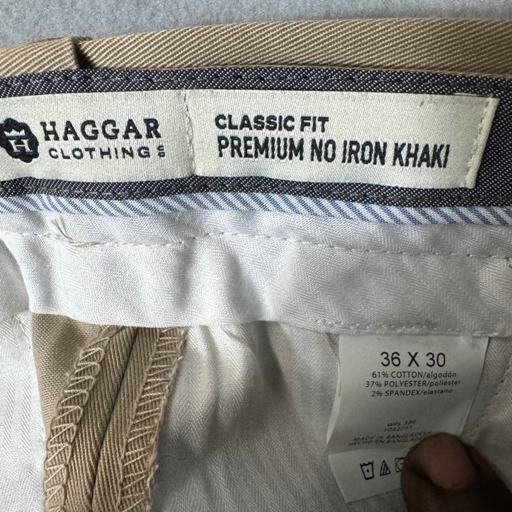 Haggar Premium No Iron Khaki Classic Fit Pleated Pants Tan 36x30 HC10897 - Picture 2 of 6